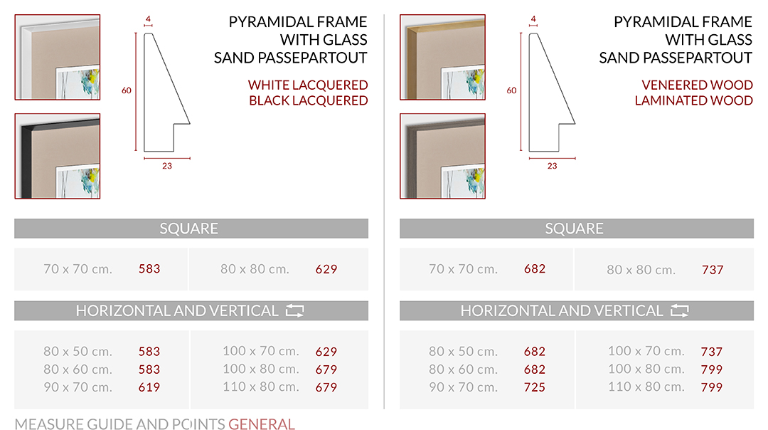 Medidas Marco Pyramidal with Glass Sand Passepartout L